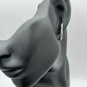 Natural Diamond Silver Earring Hoops